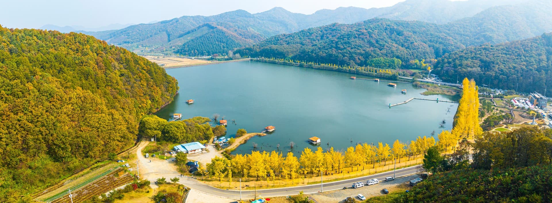 괴산군 문광저수지 관광지 풍경