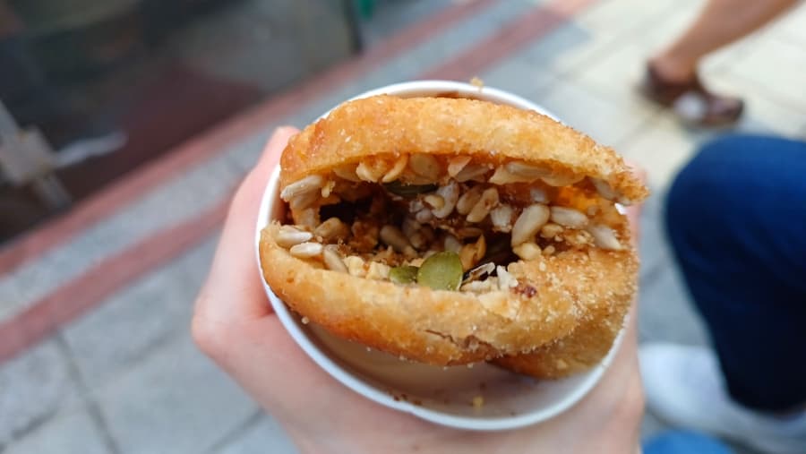 씨앗호떡 완성 음식 또는 해당 식품 제품 실제 사진